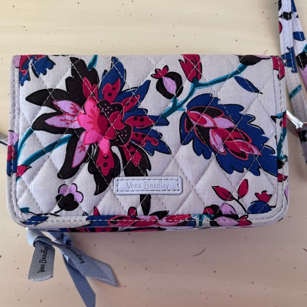Vera Bradley Floral Quilted Clutch - Pink and Blue